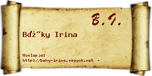 Béky Irina névjegykártya